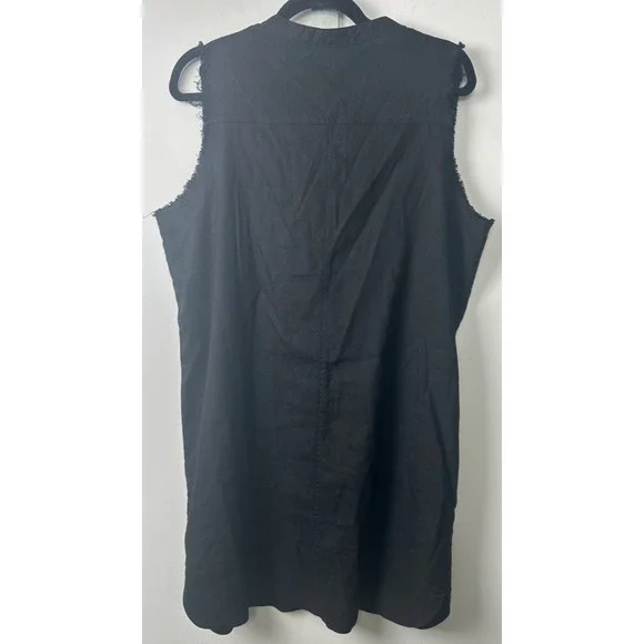 Trina Turk x I.N.C. Linen Blend Lace-Up Dress BLACK XL POCKETS Casual Slvls A42 - Picture 5 of 8